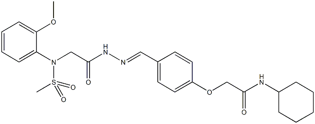 N-cyclohexyl-2-[4-(2-{[2-methoxy(methylsulfonyl)anilino]acetyl}carbohydrazonoyl)phenoxy]acetamide Struktur