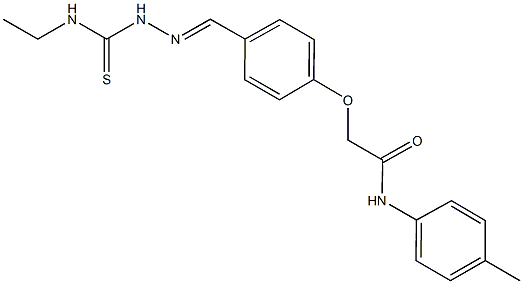 2-(4-{2-[(ethylamino)carbothioyl]carbohydrazonoyl}phenoxy)-N-(4-methylphenyl)acetamide Struktur