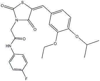 2-[5-(3-ethoxy-4-isopropoxybenzylidene)-2,4-dioxo-1,3-thiazolidin-3-yl]-N-(4-fluorophenyl)acetamide Struktur