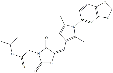 isopropyl (5-{[1-(1,3-benzodioxol-5-yl)-2,5-dimethyl-1H-pyrrol-3-yl]methylene}-2,4-dioxo-1,3-thiazolidin-3-yl)acetate Struktur