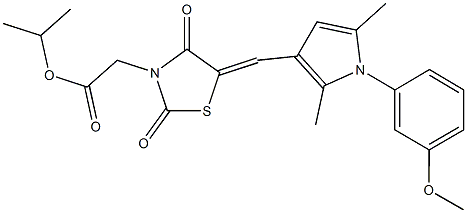 isopropyl (5-{[1-(3-methoxyphenyl)-2,5-dimethyl-1H-pyrrol-3-yl]methylene}-2,4-dioxo-1,3-thiazolidin-3-yl)acetate Struktur