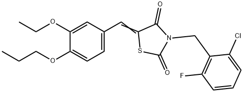 3-(2-chloro-6-fluorobenzyl)-5-(3-ethoxy-4-propoxybenzylidene)-1,3-thiazolidine-2,4-dione Struktur