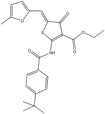 ethyl 2-[(4-tert-butylbenzoyl)amino]-5-[(5-methyl-2-furyl)methylene]-4-oxo-4,5-dihydro-3-thiophenecarboxylate Struktur