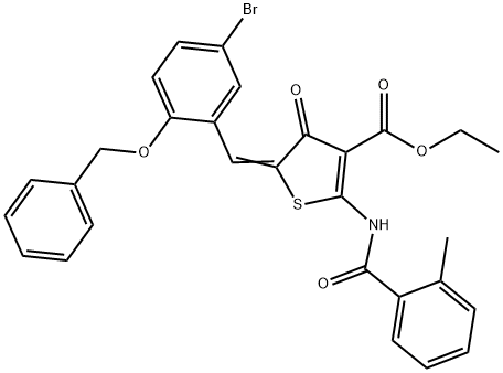 ethyl 5-[2-(benzyloxy)-5-bromobenzylidene]-2-[(2-methylbenzoyl)amino]-4-oxo-4,5-dihydro-3-thiophenecarboxylate Struktur