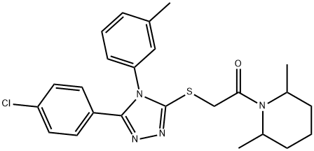 5-(4-chlorophenyl)-4-(3-methylphenyl)-4H-1,2,4-triazol-3-yl 2-(2,6-dimethyl-1-piperidinyl)-2-oxoethyl sulfide Struktur