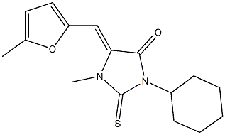 3-cyclohexyl-1-methyl-5-[(5-methyl-2-furyl)methylene]-2-thioxo-4-imidazolidinone Struktur