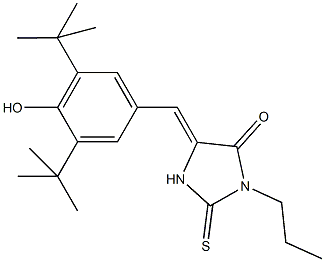 5-(3,5-ditert-butyl-4-hydroxybenzylidene)-3-propyl-2-thioxo-4-imidazolidinone Struktur