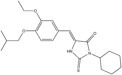 3-cyclohexyl-5-(3-ethoxy-4-isobutoxybenzylidene)-2-thioxo-4-imidazolidinone Struktur