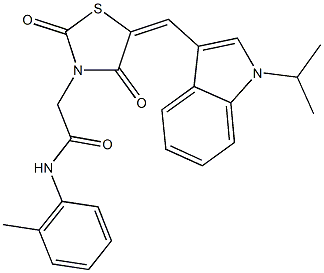 2-{5-[(1-isopropyl-1H-indol-3-yl)methylene]-2,4-dioxo-1,3-thiazolidin-3-yl}-N-(2-methylphenyl)acetamide Struktur