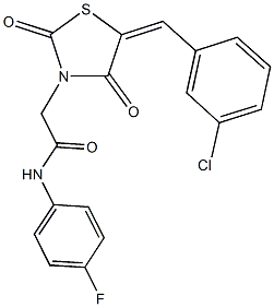 2-[5-(3-chlorobenzylidene)-2,4-dioxo-1,3-thiazolidin-3-yl]-N-(4-fluorophenyl)acetamide Struktur