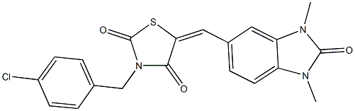 3-(4-chlorobenzyl)-5-[(1,3-dimethyl-2-oxo-2,3-dihydro-1H-benzimidazol-5-yl)methylene]-1,3-thiazolidine-2,4-dione Struktur