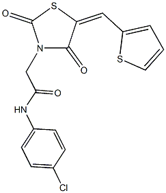 N-(4-chlorophenyl)-2-[2,4-dioxo-5-(2-thienylmethylene)-1,3-thiazolidin-3-yl]acetamide Struktur