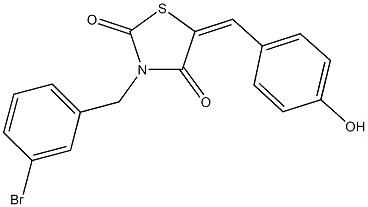 3-(3-bromobenzyl)-5-(4-hydroxybenzylidene)-1,3-thiazolidine-2,4-dione Struktur