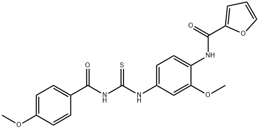 N-[2-methoxy-4-({[(4-methoxybenzoyl)amino]carbothioyl}amino)phenyl]-2-furamide Struktur