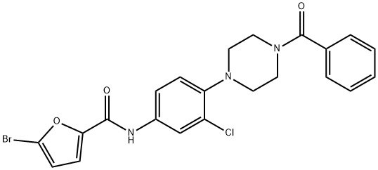 N-[4-(4-benzoyl-1-piperazinyl)-3-chlorophenyl]-5-bromo-2-furamide Struktur