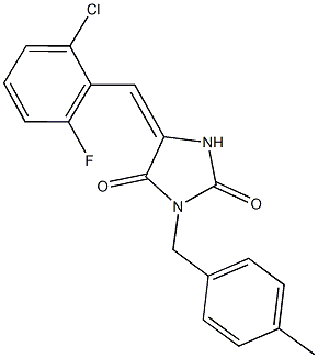 5-(2-chloro-6-fluorobenzylidene)-3-(4-methylbenzyl)-2,4-imidazolidinedione Struktur