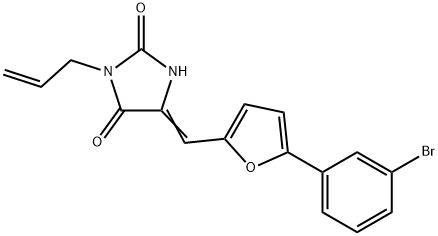 3-allyl-5-{[5-(3-bromophenyl)-2-furyl]methylene}-2,4-imidazolidinedione Struktur