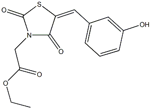 ethyl [5-(3-hydroxybenzylidene)-2,4-dioxo-1,3-thiazolidin-3-yl]acetate Struktur