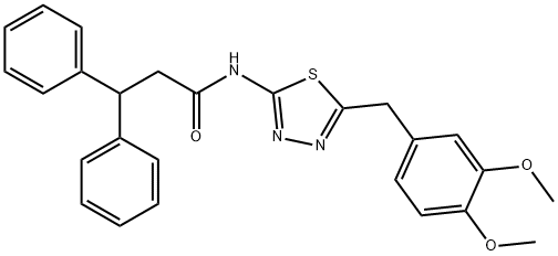 N-[5-(3,4-dimethoxybenzyl)-1,3,4-thiadiazol-2-yl]-3,3-diphenylpropanamide Struktur