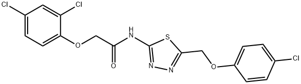 N-{5-[(4-chlorophenoxy)methyl]-1,3,4-thiadiazol-2-yl}-2-(2,4-dichlorophenoxy)acetamide Struktur