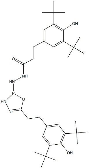 3-(3,5-ditert-butyl-4-hydroxyphenyl)-N'-(5-[2-(3,5-ditert-butyl-4-hydroxyphenyl)ethyl]-1,3,4,2-oxadiazaphosphol-2(3H)-yl)propanohydrazide Struktur