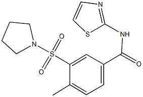 4-methyl-3-(1-pyrrolidinylsulfonyl)-N-(1,3-thiazol-2-yl)benzamide Struktur