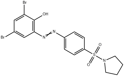 2,4-dibromo-6-{[4-(1-pyrrolidinylsulfonyl)phenyl]diazenyl}phenol Struktur