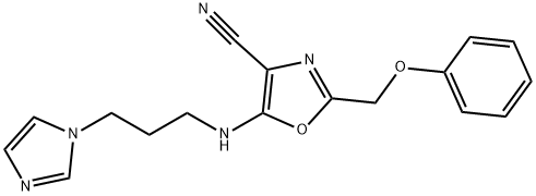 5-{[3-(1H-imidazol-1-yl)propyl]amino}-2-(phenoxymethyl)-1,3-oxazole-4-carbonitrile Struktur