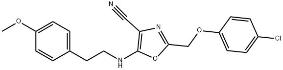 2-[(4-chlorophenoxy)methyl]-5-{[2-(4-methoxyphenyl)ethyl]amino}-1,3-oxazole-4-carbonitrile Struktur