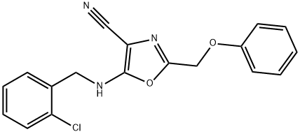 5-[(2-chlorobenzyl)amino]-2-(phenoxymethyl)-1,3-oxazole-4-carbonitrile Struktur