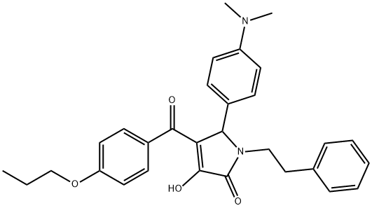 5-[4-(dimethylamino)phenyl]-3-hydroxy-1-(2-phenylethyl)-4-(4-propoxybenzoyl)-1,5-dihydro-2H-pyrrol-2-one Struktur