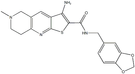 3-amino-N-(1,3-benzodioxol-5-ylmethyl)-6-methyl-5,6,7,8-tetrahydrothieno[2,3-b][1,6]naphthyridine-2-carboxamide Struktur