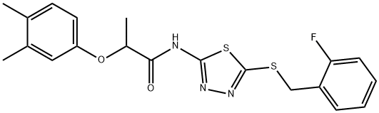 2-(3,4-dimethylphenoxy)-N-{5-[(2-fluorobenzyl)sulfanyl]-1,3,4-thiadiazol-2-yl}propanamide Struktur