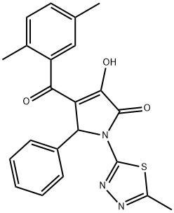 4-(2,5-dimethylbenzoyl)-3-hydroxy-1-(5-methyl-1,3,4-thiadiazol-2-yl)-5-phenyl-1,5-dihydro-2H-pyrrol-2-one Struktur