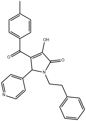 3-hydroxy-4-(4-methylbenzoyl)-1-(2-phenylethyl)-5-(4-pyridinyl)-1,5-dihydro-2H-pyrrol-2-one Struktur