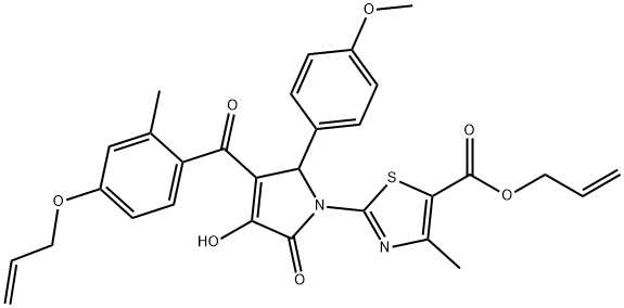 allyl 2-[3-[4-(allyloxy)-2-methylbenzoyl]-4-hydroxy-2-(4-methoxyphenyl)-5-oxo-2,5-dihydro-1H-pyrrol-1-yl]-4-methyl-1,3-thiazole-5-carboxylate Struktur