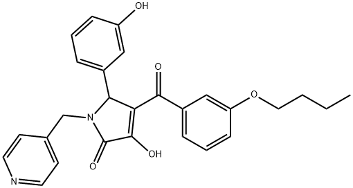 4-(3-butoxybenzoyl)-3-hydroxy-5-(3-hydroxyphenyl)-1-(4-pyridinylmethyl)-1,5-dihydro-2H-pyrrol-2-one Struktur