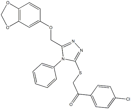 2-({5-[(1,3-benzodioxol-5-yloxy)methyl]-4-phenyl-4H-1,2,4-triazol-3-yl}sulfanyl)-1-(4-chlorophenyl)ethanone Struktur