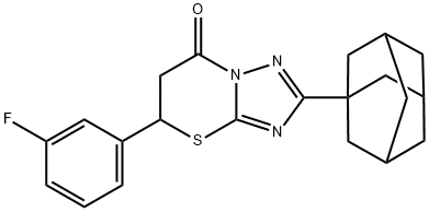 2-(1-adamantyl)-5-(3-fluorophenyl)-5,6-dihydro-7H-[1,2,4]triazolo[5,1-b][1,3]thiazin-7-one Struktur