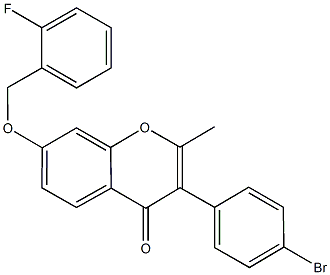 3-(4-bromophenyl)-7-[(2-fluorobenzyl)oxy]-2-methyl-4H-chromen-4-one Struktur