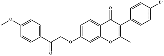 3-(4-bromophenyl)-7-[2-(4-methoxyphenyl)-2-oxoethoxy]-2-methyl-4H-chromen-4-one Struktur