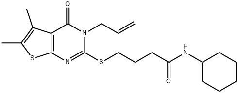 4-[(3-allyl-5,6-dimethyl-4-oxo-3,4-dihydrothieno[2,3-d]pyrimidin-2-yl)sulfanyl]-N-cyclohexylbutanamide Struktur