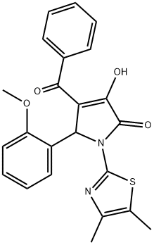 4-benzoyl-1-(4,5-dimethyl-1,3-thiazol-2-yl)-3-hydroxy-5-(2-methoxyphenyl)-1,5-dihydro-2H-pyrrol-2-one Struktur