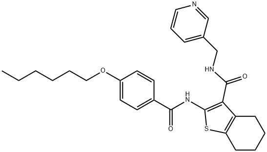 2-{[4-(hexyloxy)benzoyl]amino}-N-(3-pyridinylmethyl)-4,5,6,7-tetrahydro-1-benzothiophene-3-carboxamide Struktur