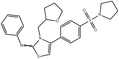 N-phenyl-N-(4-[4-(1-pyrrolidinylsulfonyl)phenyl]-3-(tetrahydro-2-furanylmethyl)-1,3-thiazol-2(3H)-ylidene)amine Struktur