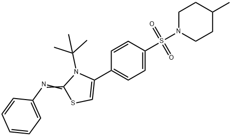 N-(3-tert-butyl-4-{4-[(4-methyl-1-piperidinyl)sulfonyl]phenyl}-1,3-thiazol-2(3H)-ylidene)-N-phenylamine Struktur