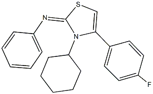 N-(3-cyclohexyl-4-(4-fluorophenyl)-1,3-thiazol-2(3H)-ylidene)-N-phenylamine Struktur