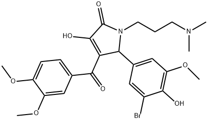 5-(3-bromo-4-hydroxy-5-methoxyphenyl)-4-(3,4-dimethoxybenzoyl)-1-[3-(dimethylamino)propyl]-3-hydroxy-1,5-dihydro-2H-pyrrol-2-one Struktur