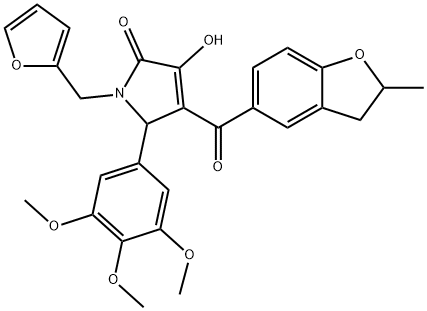 1-(2-furylmethyl)-3-hydroxy-4-[(2-methyl-2,3-dihydro-1-benzofuran-5-yl)carbonyl]-5-(3,4,5-trimethoxyphenyl)-1,5-dihydro-2H-pyrrol-2-one Struktur