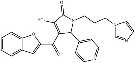 4-(1-benzofuran-2-ylcarbonyl)-3-hydroxy-1-[3-(1H-imidazol-1-yl)propyl]-5-(4-pyridinyl)-1,5-dihydro-2H-pyrrol-2-one Struktur